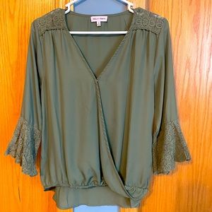 Olive green blouse with wide sleeve